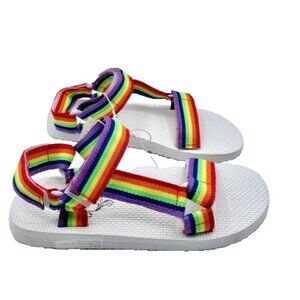 NEW Rainbow Pride Sandals Size 6 River Sandals Flip Flops Teva Style Sole Mates
